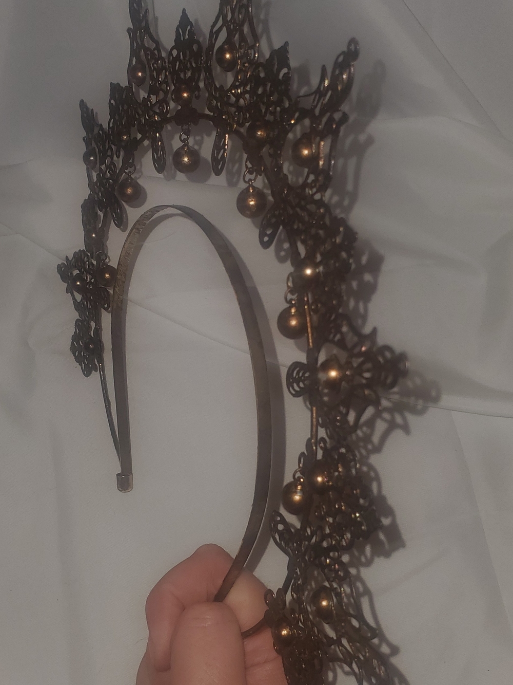 Ornate Bronze/Brass/Antique Gold Filigree Beaded Halo Headband